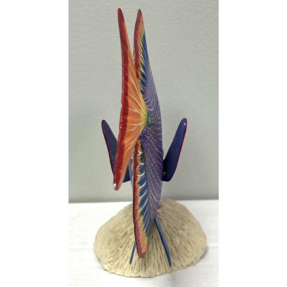 VTG Large Rainbow 3D Hand Carved Hand Painted Wood Fish Sculpture On Coral READ - Picture 4 of 14